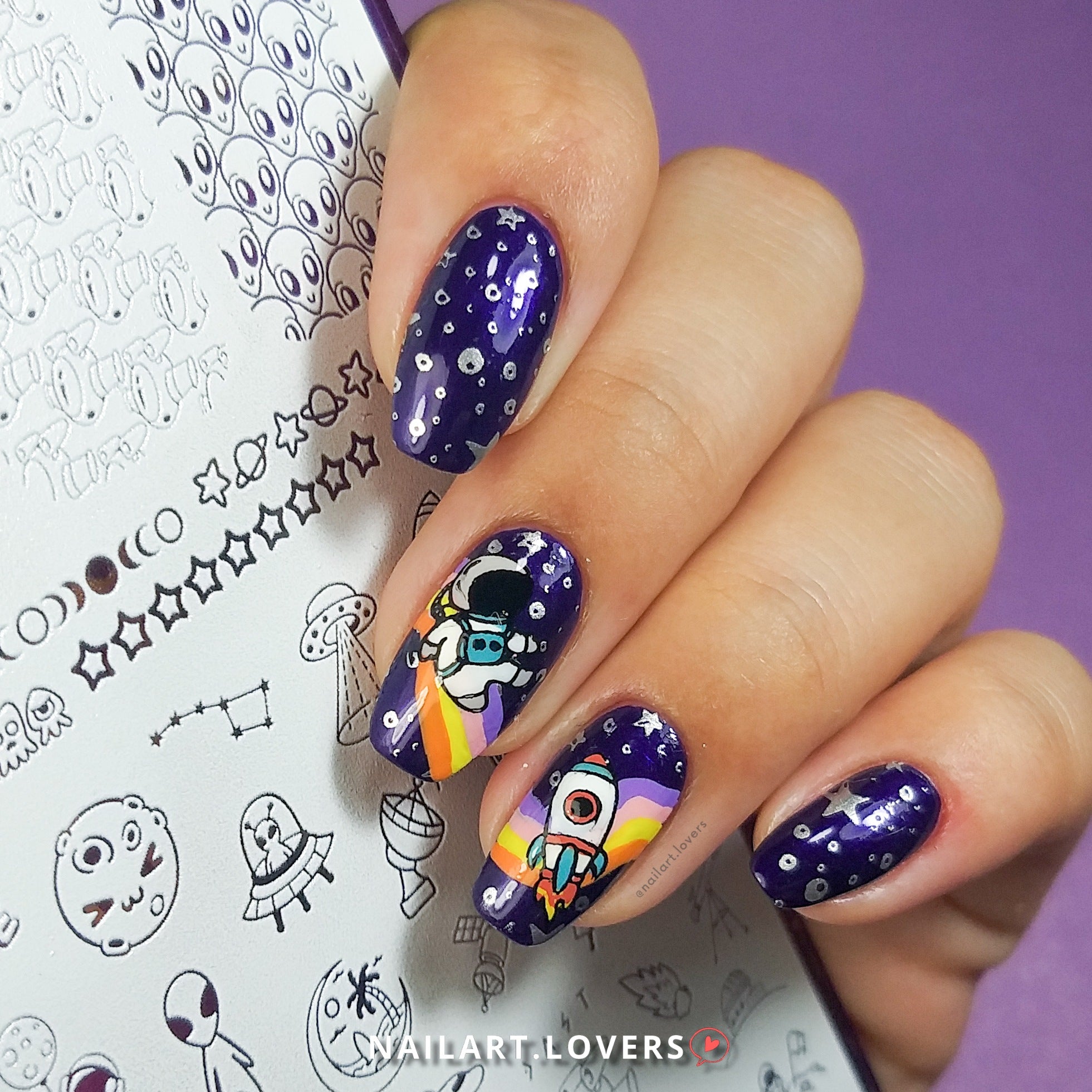 Odisea en el Espacio - hlacosedora - Placa Stamping - Esmalte Stamping - Kit Stamping - cuidado manos - cuidado uñas