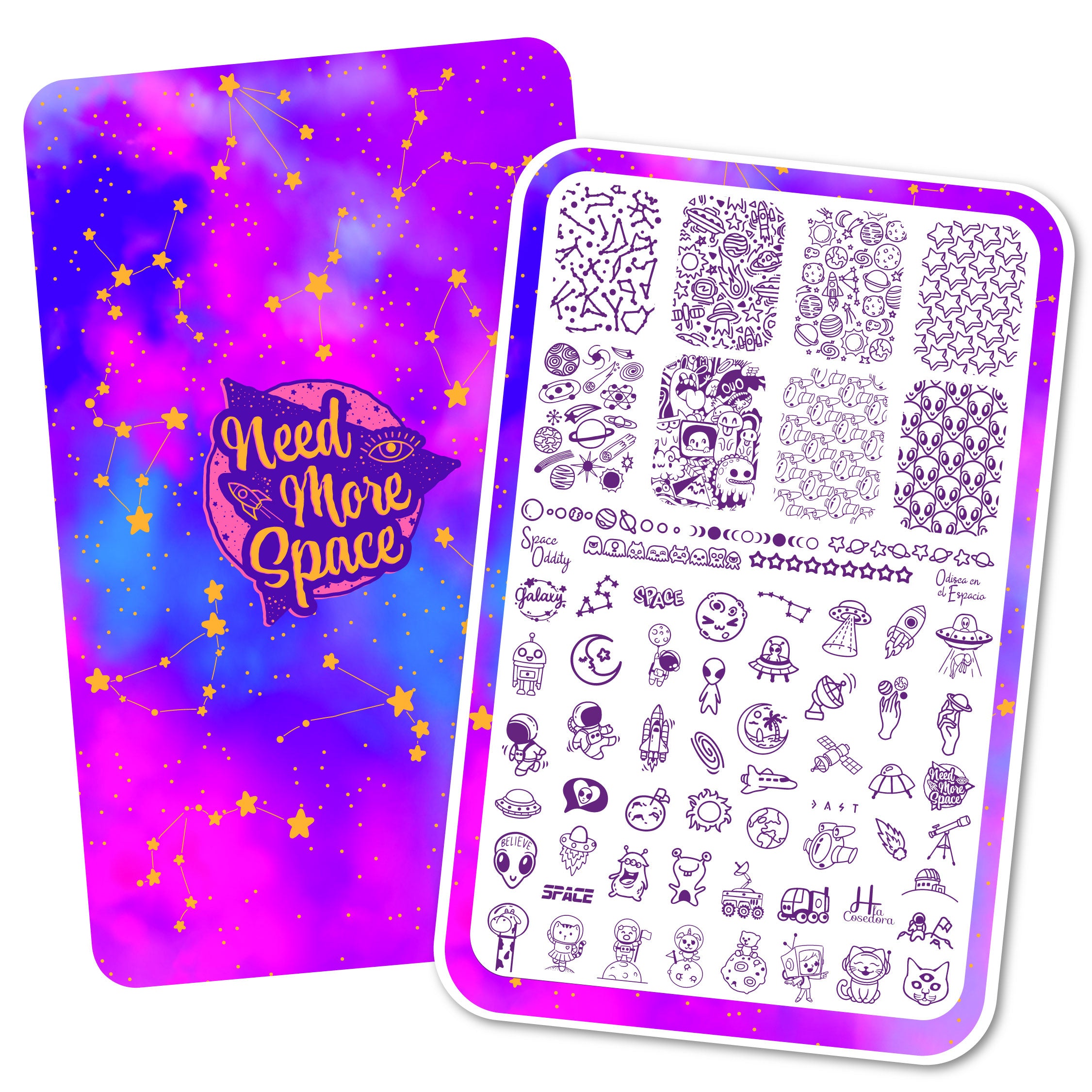 Odisea en el Espacio - hlacosedora - Placa Stamping - Esmalte Stamping - Kit Stamping - cuidado manos - cuidado uñas